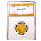 1842-D $5 Gold Half Eagle PGA MS60