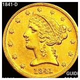 1841-D Small D $5 Gold Half Eagle