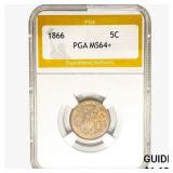 1866 Shield Nickel PGA MS64+