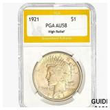 1921 Silver Peace Dollar PGA AU58 HR