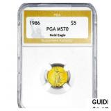 1986 $5 1/10oz. Gold Eagle PGA MS70