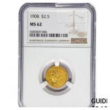 1908 $2.50 Gold Quarter Eagle NGC MS62