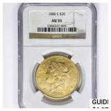 1880-S $20 Gold Double Eagle NGC AU55