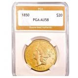1850 $20 Gold Double Eagle PGA AU58