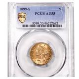1899-S $5 Gold Half Eagle PCGS AU55