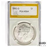 1892-O Morgan Silver Dollar PGA MS64