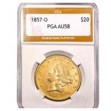 1857-O $20 Gold Double Eagle PGA AU58