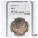 1878 8TF Morgan Silver Dollar NGC MS61