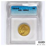 1913-S $5 Gold Half Eagle ICG MS63
