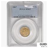 1867 Nickel Three Cent PCGS MS63