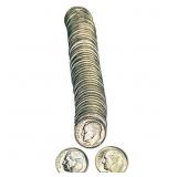 1955 1955 D BU Roosevelt Dime Roll [50 Coins]
