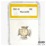1921-D Mercury Silver Dime PGA AU55