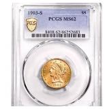 1903-S $5 Gold Half Eagle PCGS MS62