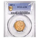 1887-S $5 Gold Half Eagle PCGS AU58
