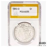 1893-O Morgan Silver Dollar PGA AU55