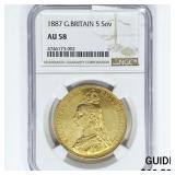 1887 G. Britain 1.1775oz Gold 5 Sovereign NGC