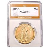 1925-S $20 Gold Double Eagle PGA MS63