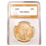 1907 $20 Gold Double Eagle PGA MS63+