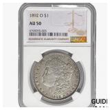 1892-O Morgan Silver Dollar NGC AU50