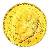 1955 Mexico .1206oz Gold 5 Pesos CLOSELY