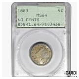 1883 Liberty Victory Nickel PCGS MS64 No Cents