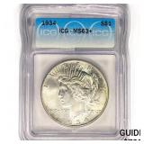 1934 Silver Peace Dollar ICG MS63+