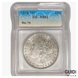 1878 7TF Morgan Silver Dollar ICG MS61