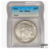 1921 Silver Peace Dollar ICG MS62