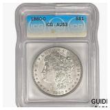1880-O Morgan Silver Dollar ICG AU53
