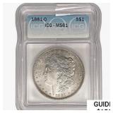 1881-O Morgan Silver Dollar ICG MS61