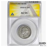 1932-D Washington Silver Quarter ANACS AU55