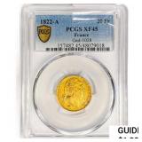 1822-A France 20 Francs .1867oz. Gold PCGS XF45