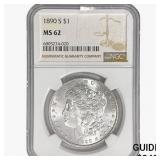 1890-S Morgan Silver Dollar NGC MS61