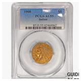 1908 $5 Gold Half Eagle PCGS AU55