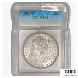 1891-CC Morgan Silver Dollar ICG MS61