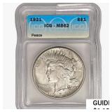 1921 Silver Peace Dollar ICG MS62