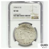 1934-S Silver Peace Dollar NGC XF40
