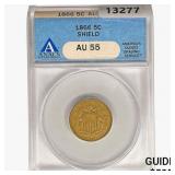 1866 Shield Nickel ANACS AU55