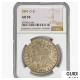 1891-O Morgan Silver Dollar NGC AU50
