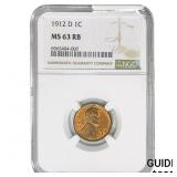 1912-D Wheat Cent NGC MS63 RB