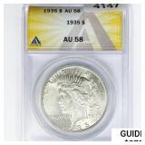 1935 Silver Peace Dollar ANACS AU58