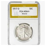 1917-D Walking Liberty Half Dollar PGA MS64+