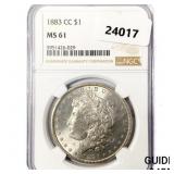 1883-CC Morgan Silver Dollar NGC MS61