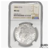 1884-O Morgan Silver Dollar NGC MS62