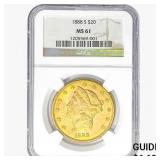 1888-S $20 Gold Double Eagle NGC MS61