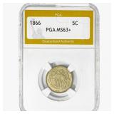 1866 Shield Nickel PGA MS63+