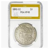 1892-CC Morgan Silver Dollar PGA XF45