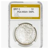 1897-S Morgan Silver Dollar PGA MS64+ DMPL