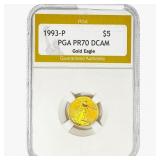 1993-P $5 1/10oz Gold Eagle PGA PR70 DCAM