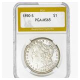 1890-S Morgan Silver Dollar PGA MS65